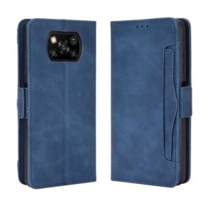 For Xiaomi Poco X3 Pro / Poco X3 / Poco X3 NFC Wallet Style Skin Feel Calf Pattern Leather Case with Separate Card Slot(Blue) (OEM)