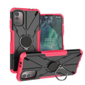 For Nokia G21 Armor Bear Shockproof PC + TPU Phone Case with Ring(Rose Red) (OEM)