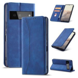For Google Pixel 6 Magnetic Dual-fold Leather Phone Case(Blue) (OEM)