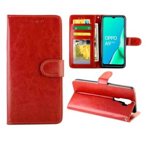 For OPPO A9 (2020) / A5 (2020) Crazy Horse Texture Leather Horizontal Flip Protective Case with Holder & Card Slots & Wallet & Photo Frame(Brown) (OEM)
