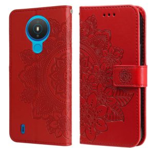 For Nokia 1.4 7-petal Flowers Embossing Pattern Horizontal Flip PU Leather Case with Holder & Card Slots & Wallet & Photo Frame(Red) (OEM)