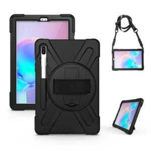 For Samsung Galaxy Tab S6 10.5 inch T860 / T865 Shockproof Colorful Silicone + PC Protective Case with Holder & Shoulder Strap & Hand Strap & Pen Slot(Black) (OEM)