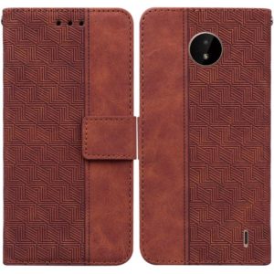 For Nokia C20 / C10 Geometric Embossed Leather Phone Case(Brown) (OEM)