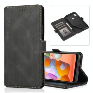 For Samsung Galaxy A11 Retro Magnetic Closing Clasp Horizontal Flip Leather Case with Holder & Card Slots & Photo Frame & Wallet(Black) (OEM)