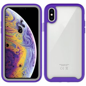 For iPhone X Starry Sky Solid Color Series Shockproof PC + TPU Protective Case(Purple) (OEM)