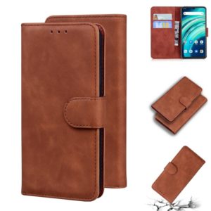 For UMIDIGI A9 Pro Skin Feel Pure Color Flip Leather Phone Case(Brown) (OEM)