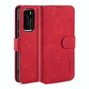 For Huawei P40 DG.MING Retro Oil Side Horizontal Flip Case with Holder & Card Slots & Wallet(Red) (DG.MING) (OEM)