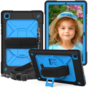 For Samsung Galaxy Tab A7 10.4 (2020) T500 Contrast Color Silicone + PC Combination Case with Holder(Black + Blue) (OEM)
