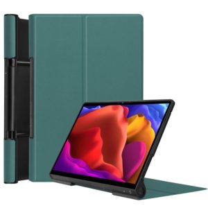 For Lenovo Yoga Pad Pro 13 inch YF K606F Custer Texture Horizontal Flip PU Leather Case with Holder(Dark Green) (OEM)