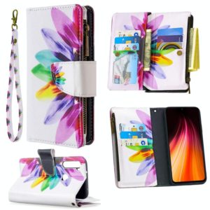 For Xiaomi Redmi Note 8T Colored Drawing Pattern Zipper Horizontal Flip Leather Case with Holder & Card Slots & Wallet(Sun Flower) (OEM)