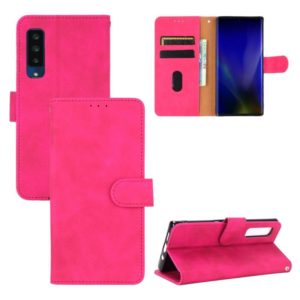 For Fujitsu Arrows NX9 F-52A Solid Color Skin Feel Magnetic Buckle Horizontal Flip Calf Texture PU Leather Case with Holder & Card Slots & Wallet(Rose Red) (OEM)