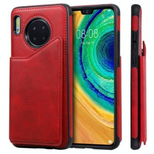 For Huawei Mate 30 Shockproof Calf Texture Protective Case with Holder & Card Slots & Frame(Red) (OEM)