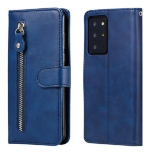 For Samsung Galaxy Note20 Ultra Fashion Calf Texture Zipper Horizontal Flip Leather Case with Stand & Card Slots & Wallet Function(Blue) (OEM)