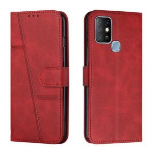 For Infinix Hot 10 Stitching Calf Texture Buckle Leather Phone Case(Red) (OEM)
