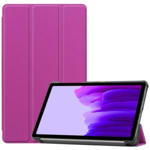 For Samsung Galaxy Tab A7 Lite T225 Custer Pattern Pure Color Horizontal Flip Leather Case with Three-folding Holder(Purple) (OEM)