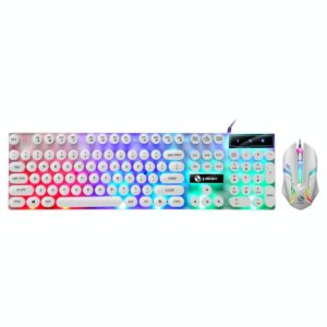 TX300 Mechanical Feel Backlight Punk Wired Keyboard Mouse Set (White) (OEM)