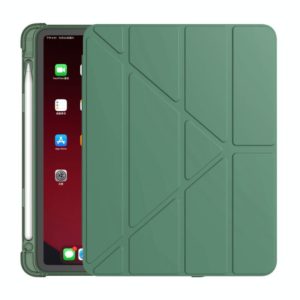 Multi-folding Surface PU Leather Matte Anti-drop Protective TPU Case with Pen Slot for iPad Air 2022 / 2020 10.9(Dark Green) (OEM)