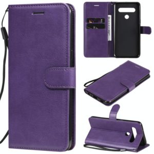 For LG K61 Solid Color Horizontal Flip Protective Leather Case with Holder & Card Slots & Wallet & Photo Frame & Lanyard(Purple) (OEM)