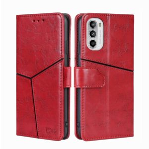 For Motorola Moto G52 4G/G82 5G Geometric Stitching Horizontal Flip Leather Phone Case(Red) (OEM)