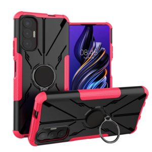 For Tecno Pova 3 Armor Bear Shockproof PC + TPU Phone Case with Ring Holder(Rose Red) (OEM)