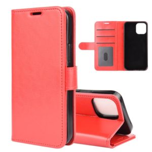 For iPhone 12 / 12 Pro R64 Texture Single Horizontal Flip Protective Case with Holder & Card Slots & Wallet& Photo Frame(Red) (OEM)