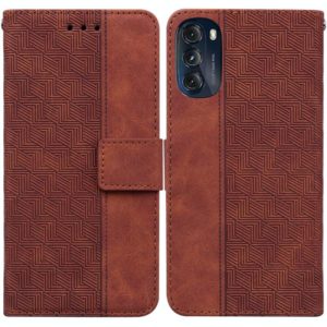 For Motorola Moto G 2022 Geometric Embossed Leather Phone Case(Brown) (OEM)