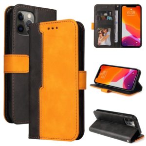 For iPhone 12 / 12 Pro Business Stitching-Color Horizontal Flip PU Leather Case with Holder & Card Slots & Photo Frame(Orange) (OEM)