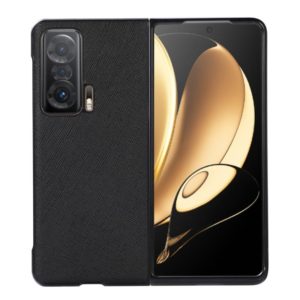 For Honor Magic V Cross Texture Genuine Leather Shockproof Phone Case(Black) (OEM)