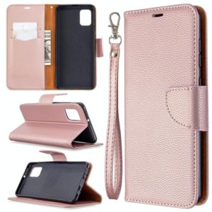 For Samsung Galaxy A31 Litchi Texture Pure Color Horizontal Flip Leather Case with Holder & Card Slots & Wallet & Lanyard(Rose Gold) (OEM)