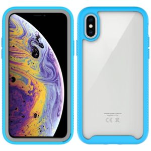 For iPhone X Starry Sky Solid Color Series Shockproof PC + TPU Protective Case(Light Blue) (OEM)