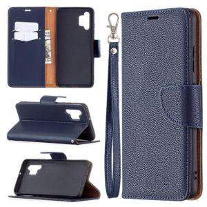 For Samsung Galaxy A32 4G Litchi Texture Pure Color Horizontal Flip Leather Case with Holder & Card Slots & Wallet & Lanyard(Dark Blue) (OEM)
