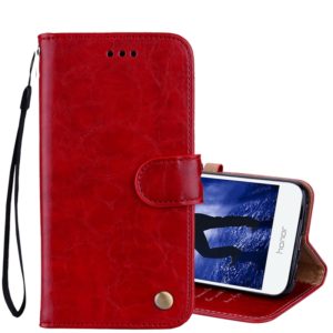 For Huawei Honor 6A Business Style Oil Wax Texture Horizontal Flip Leather Case with Holder & Card Slots & Hand Strap(Red) (OEM)