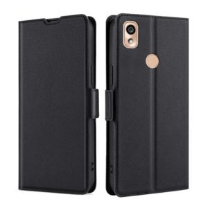 For Kyocera KY-51B Ultra-thin Voltage Side Buckle PU + TPU Leather Phone Case(Black) (OEM)