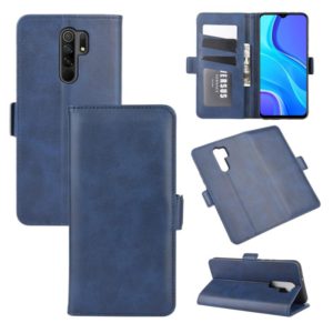 For Xiaomi Redmi 9 Dual-side Magnetic Buckle Horizontal Flip Leather Case with Holder & Card Slots & Wallet(Dark Blue) (OEM)