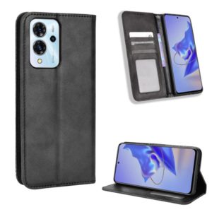 For ZTE Blade V40 Pro Magnetic Buckle Retro Texture Leather Phone Case(Black) (OEM)