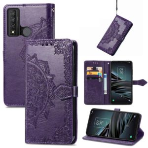 For TCL 20 XE Mandala Flower Embossed Horizontal Flip Leather Phone Case(Purple) (OEM)