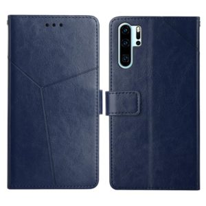 For Huawei P30 Pro Y Stitching Horizontal Flip Leather Phone Case with Holder & Card Slots & Wallet & Photo Frame(Blue) (OEM)