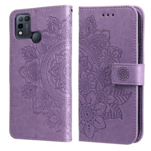 7-petal Flowers Embossing Pattern Horizontal Flip PU Leather Case with Holder & Card Slots & Wallet & Photo Frame For Infinix Smart 5 / Hot 10 Lite / X657(Light Purple) (OEM)