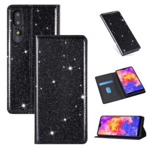 For Huawei P20 Pro Ultrathin Glitter Magnetic Horizontal Flip Leather Case with Holder & Card Slots(Black) (OEM)
