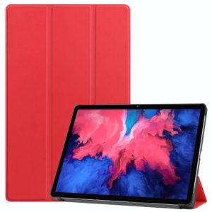 For Lenovo Tab P11 TB-J606F /Tab P11 5G Three-folding Custer Texture Smart Leather Tablet Case(Red) (OEM)