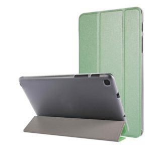 Silk Texture Three-fold Horizontal Flip Leather Case with Holder For Samsung Galaxy Tab A7 Lite 8.7 T220 / T225(Green) (OEM)