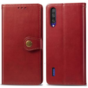 Retro Solid Color Leather Buckle Mobile Phone Protection Leather Case with Lanyard & Photo Frame & Card Slot & Wallet & Bracket Function for Xiaomi Mi CC9e(Red) (OEM)