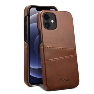 For iPhone 12 Pro Max Calf Texture Back Cover Protective Case with Card Slots(Brown) (OEM)
