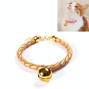 Prepared PU Leather Adjustable Pet Bell Collar Cat Dog Rabbit Simple Collar Necklace, Size:S 20-25cm(Gold) (OEM)