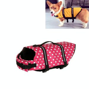 Pet Saver Dog Reflective Stripes Life Vest Jacket for Swimming Boating Surfing, Size: S (Pink Dot) (OEM)