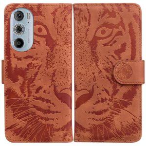 For Motorola Edge 30 Pro Tiger Embossing Pattern Horizontal Flip Leather Phone Case(Brown) (OEM)