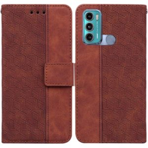 For Motorola Moto G60 / G40 Fusion Geometric Embossed Leather Phone Case(Brown) (OEM)
