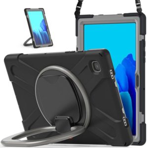 For Samsung Galaxy Tab A7 10.4 (2020) T500 / T505 Silicone + PC Protective Case with Holder & Shoulder Strap(Black+Grey) (OEM)