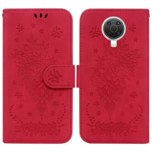 For Nokia G10 / G20 Butterfly Rose Embossed Leather Phone Case(Red) (OEM)