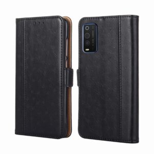 For TCL 205 Ostrich Texture Flip Leather Phone Case(Black) (OEM)